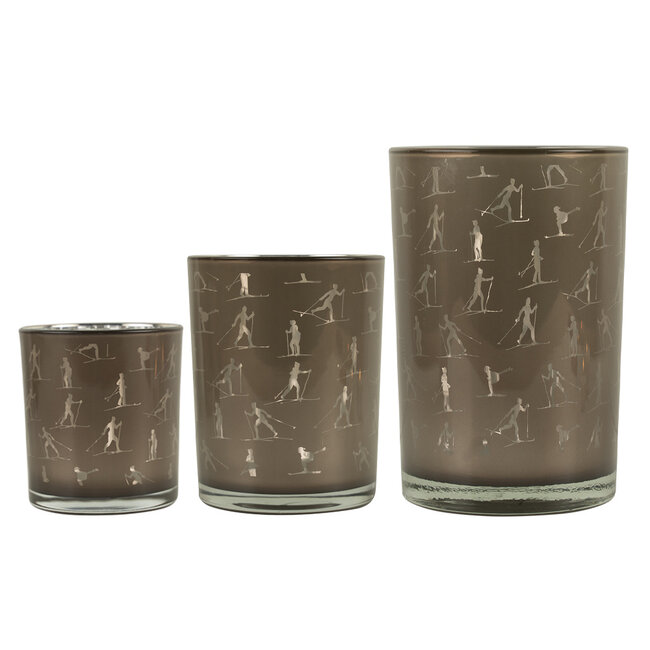 Mars & More Theelichthouder ski taupe zilver medium 12cm