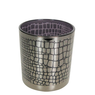 Mars & More Theelichthouder zilver croco medium 12cm*