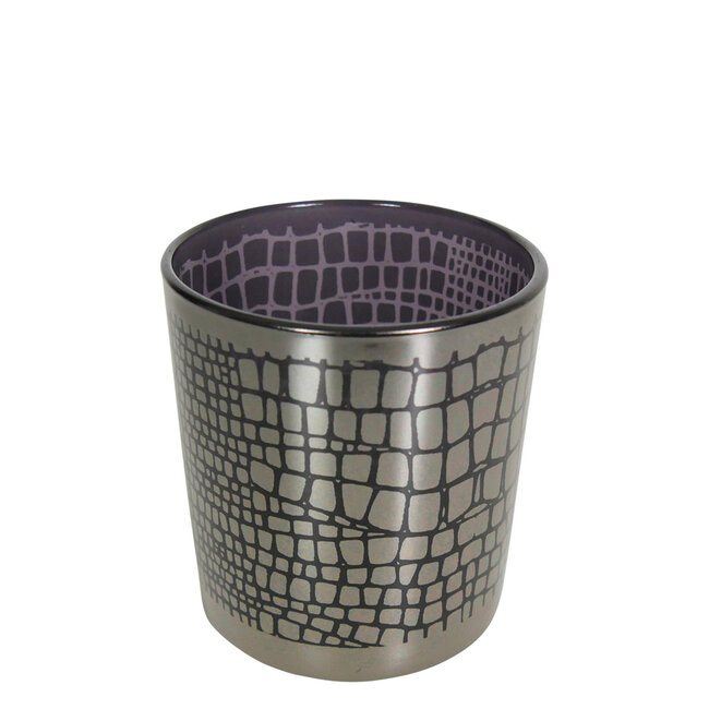Mars & More Theelichthouder zilver croco small 8cm*