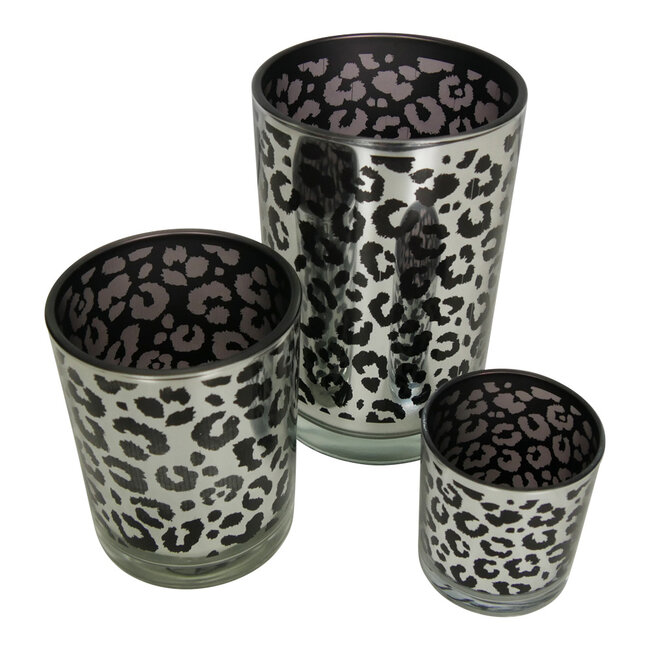 Mars & More Theelichthouder zilver leopard small 8cm*