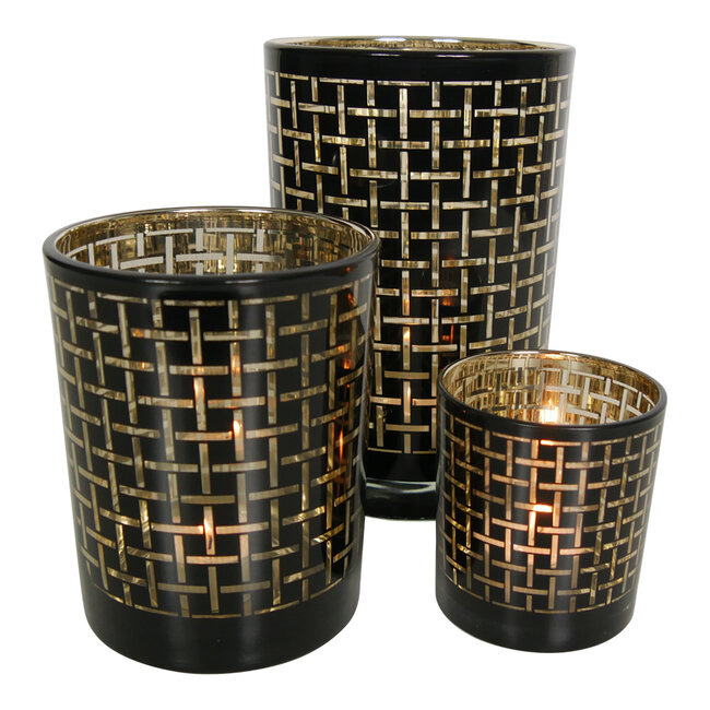 Mars & More Theelichthouder zwart blokjes large 18cm*