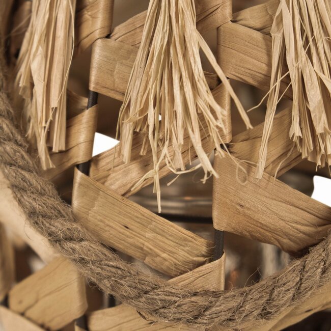 Mars & More waterhyacinth windlicht rond franjes 18cm