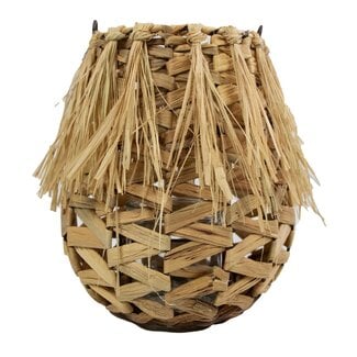 Mars & More waterhyacinth windlicht rond franjes 27cm