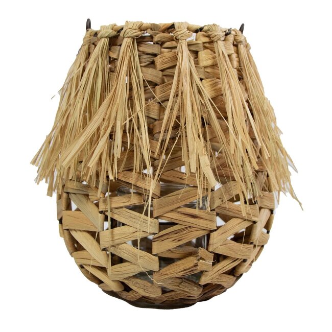 Mars & More waterhyacinth windlicht rond franjes 27cm