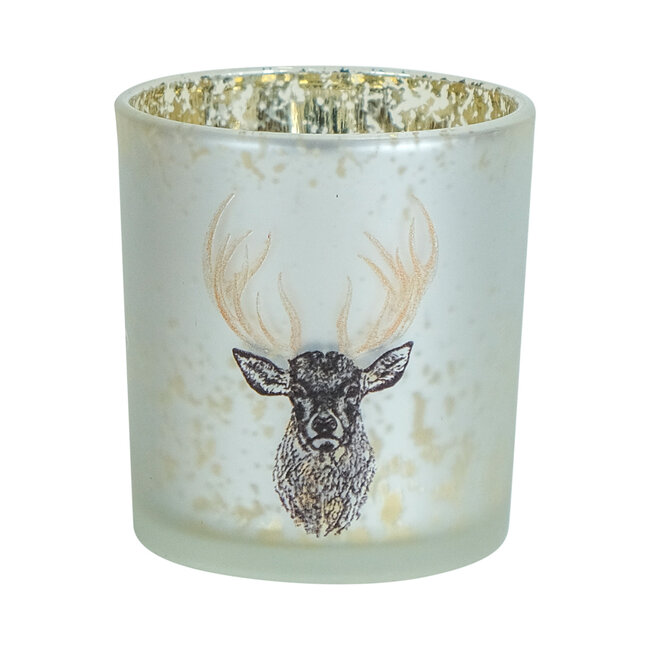 Mars & More Theelichthouder hert gouden gewei groot 8cm gouden gewei klein 8cm