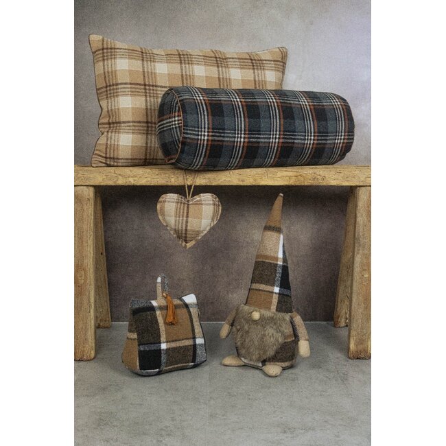 Mars & More rol kussen ruit grijs 20x50cm