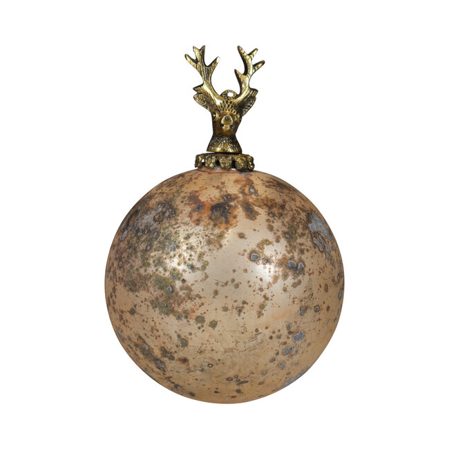 Mars & More decoratie bal hert antiek goud 12cm