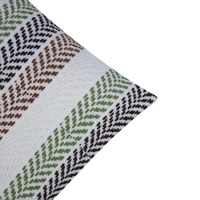 Linen & More Molly Kussen zig zag bruin groen 45x45cm
