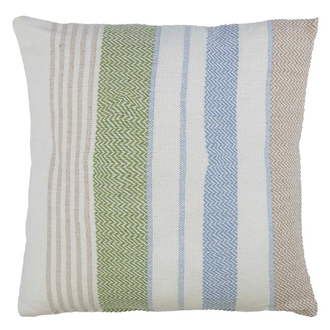 Linen & More Elton Kussen streep blauw groen 45x45cm