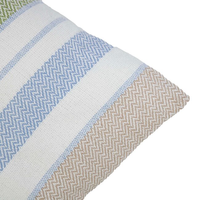 Linen & More Elton Kussen streep blauw groen 45x45cm