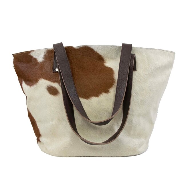 Mars & More handtas koe bruin 46x30x18cm (bos taurus taurus)