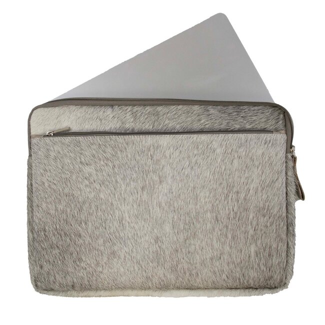 Mars & More laptophoes grijs 15inch 28,5x39cm (bos taurus taurus)