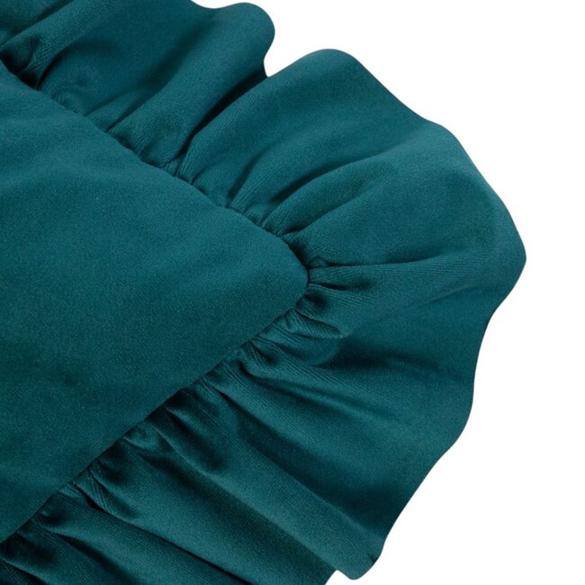 Mars & More kussen fluweel rouche petrol 35x45cm