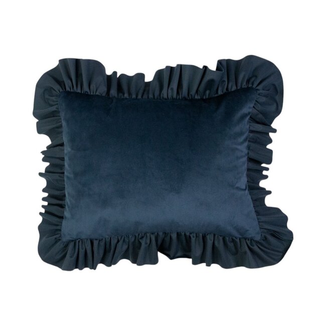 Mars & More kussen fluweel rouche navy 35x45cm