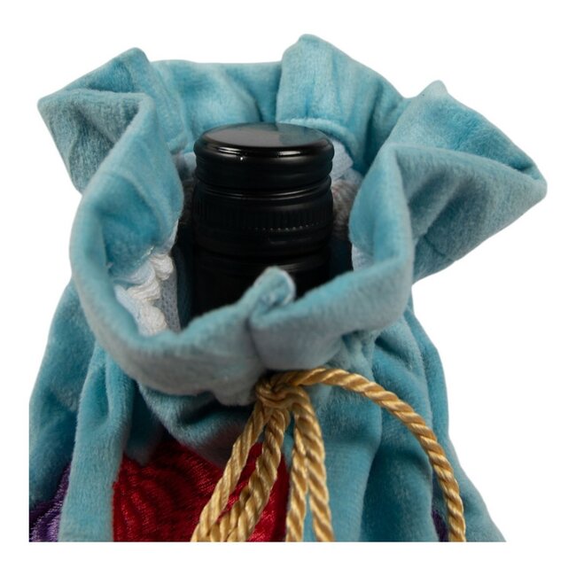 Mars & More Wijn fles hoes Joy lichtblauw h37 x 12cm