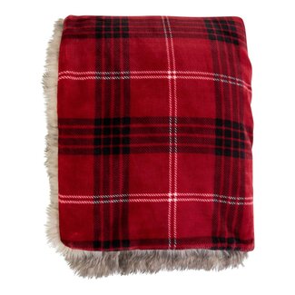 Mars & More Plaid ruit faux fur rood 130x170cm