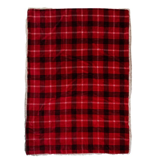 Mars & More Plaid ruit faux fur rood 130x170cm