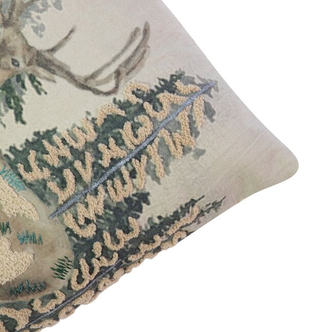 Mars & More Kussen Geborduurd hert in bos 45x45cm