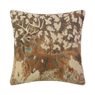 Mars & More Kussen Geborduurd hert in gras 45x45cm