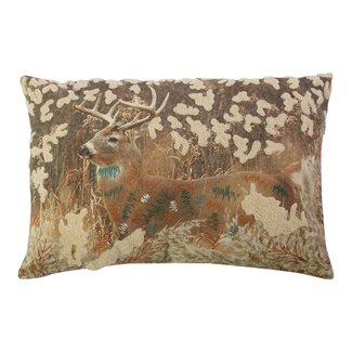 Mars & More Kussen Geborduurd hert in gras 40x60cm