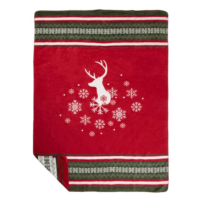 Mars & More Plaid hert rood groen xl 150x200cm