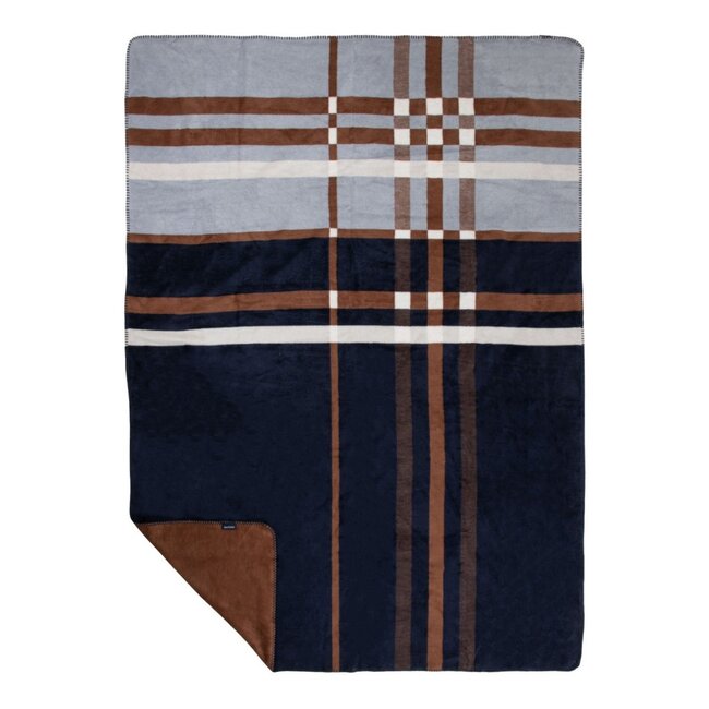 Mars & More Plaid Grote ruit blauw bruin xl 150x200cm