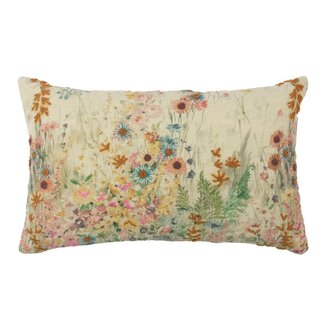 Mars & More kussen geborduurd wilde bloemen teunisbloem 30x50cm