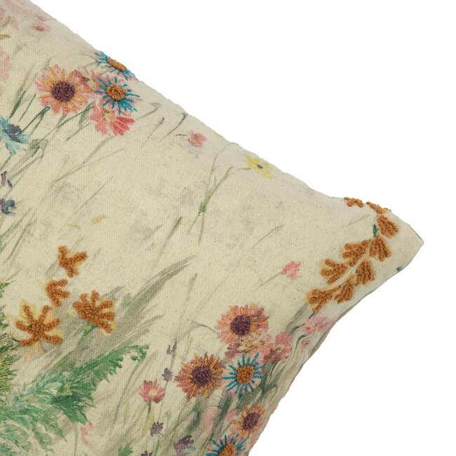 Mars & More kussen geborduurd wilde bloemen teunisbloem 30x50cm