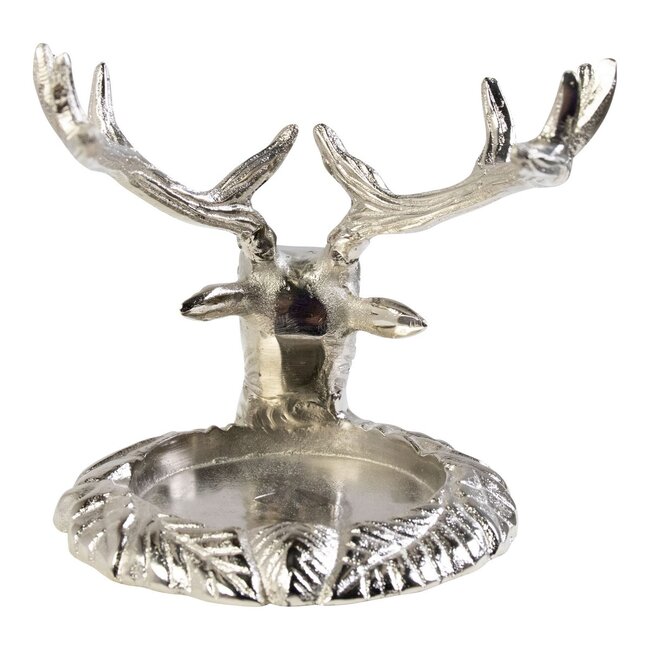 Mars & More Kaarsen Standaard hert zilver 17x20x15cm