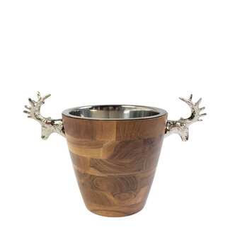 Mars & More Champagne Koeler hert hout zilver  27x39x24cm