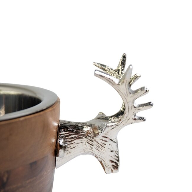 Mars & More Champagne Koeler hert hout zilver  27x39x24cm