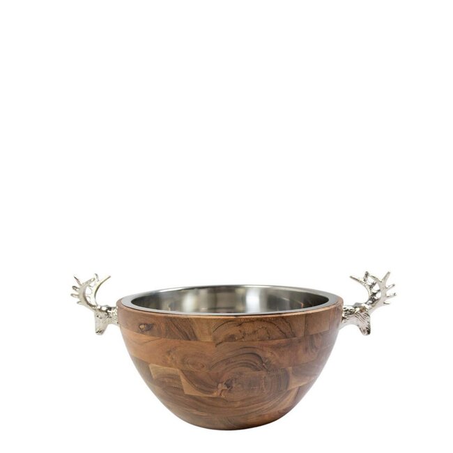 Mars & More Champagne Koeler hert hout zilver 18x45x29cm