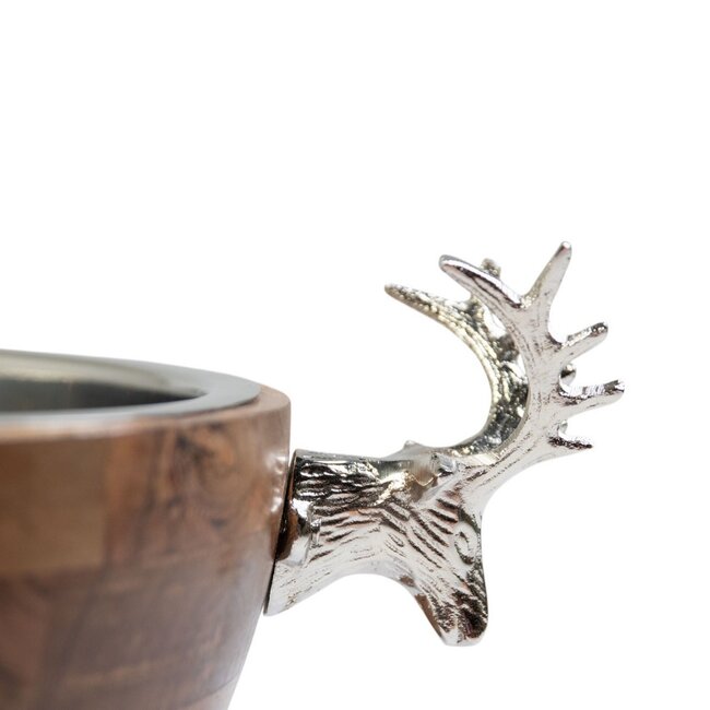 Mars & More Champagne Koeler hert hout zilver 18x45x29cm