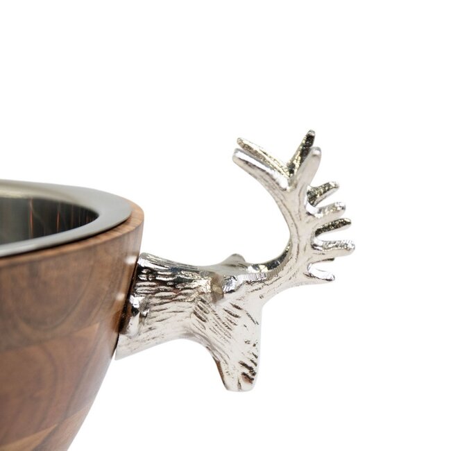 Mars & More Champagne Koeler hert hout zilver 22x51x34cm