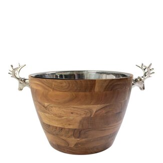 Mars & More Champagne Koeler hert hout zilver 29x53x37cm