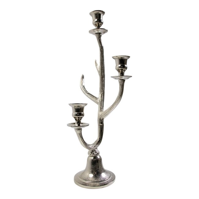 Mars & More Kaarsen Standaard gewei zilver 3 h48 d20x14cm