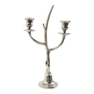 Mars & More Kaarsen Standaard gewei zilver 2 h38 d12x9,5cm