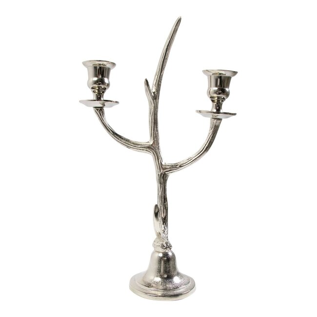 Mars & More Kaarsen Standaard gewei zilver 2 h38 d12x9,5cm