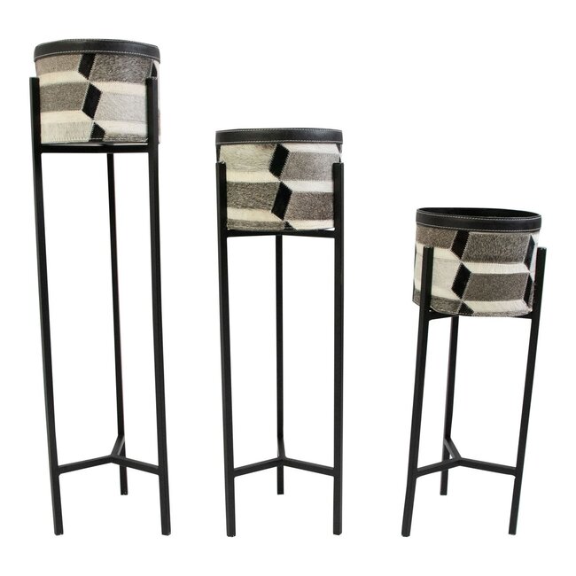 Mars & More Bloempot op standaard illusion multikleur h55 h67 h80 (set van 3) (bos taurus taurus)