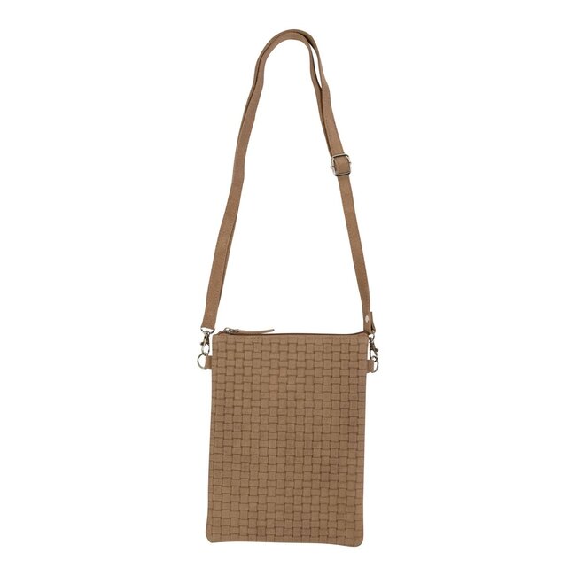 Mars & More crossbody tas verticaal geweven bruin 23x17cm (bos taurus taurus)