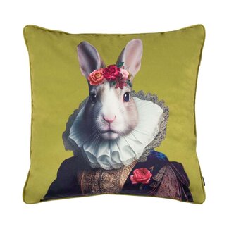 Mars & More Kussen Portret konijn groen 45x45cm