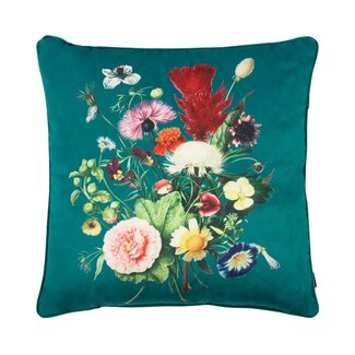 Mars & More Kussen Bloemen blauw 45x45cm