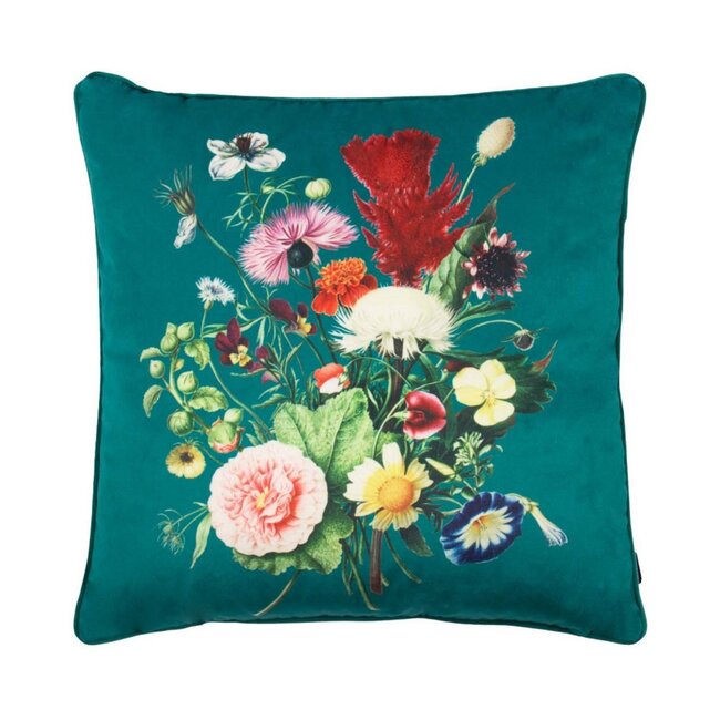 Mars & More Kussen Bloemen blauw 45x45cm