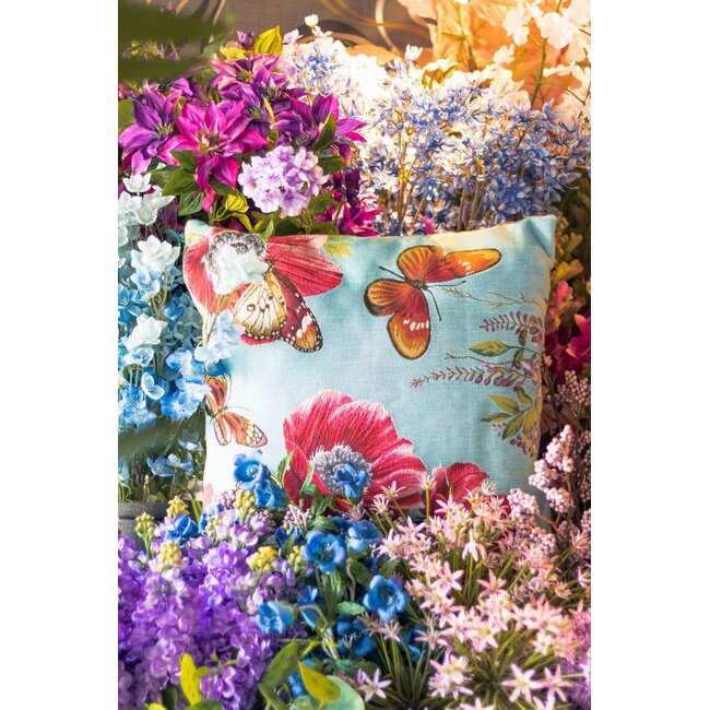 Mars & More Gobelin Kussen klaproos met vlinders 45x45cm