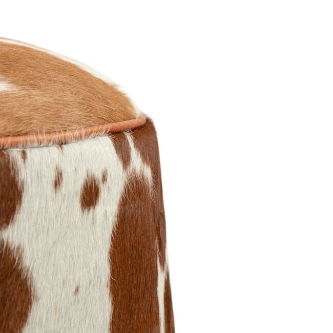 Mars & More Poef Koe rond bruin wit 40x40x43cm (bos taurus taurus)