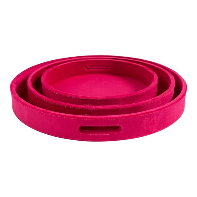 Mars & More Dienbladen rond fluweel fuchsia dia 30, 38, 45 cm (set of 3)