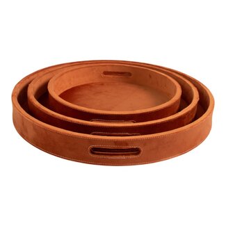 Mars & More Dienbladen rond fluweel terra oranje dia 30, 38, 45 cm (set of 3)