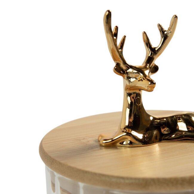 Mars & More Canister Jar Glass Wooden lid Deer h15,5 d9