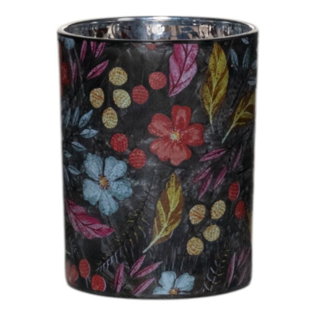 Mars & More Theelichthouder Sandy bloemen zwart medium 12cm