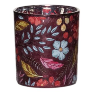 Mars & More Theelichthouder Sandy bloemen roze groot 18cm